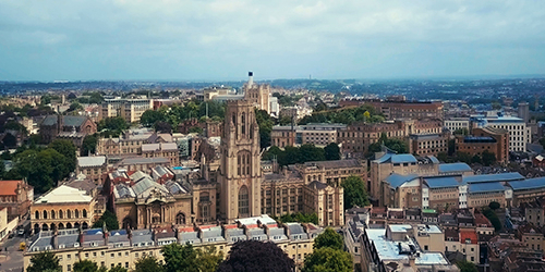 A birds-eye-view of The University of Bristol Clifton Campus